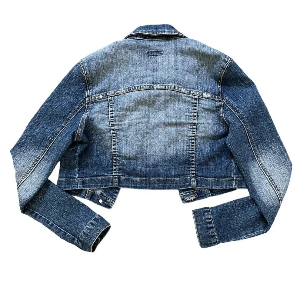 Sweet Vibes Bolero length jeans Jacket some distressing Size M runs small - Picture 3 of 10